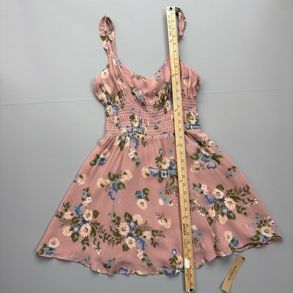 Reformation Size 12 Elyse Floral Mini Dress Smocked Waist Cottagecore Fairy - Picture 9 of 16